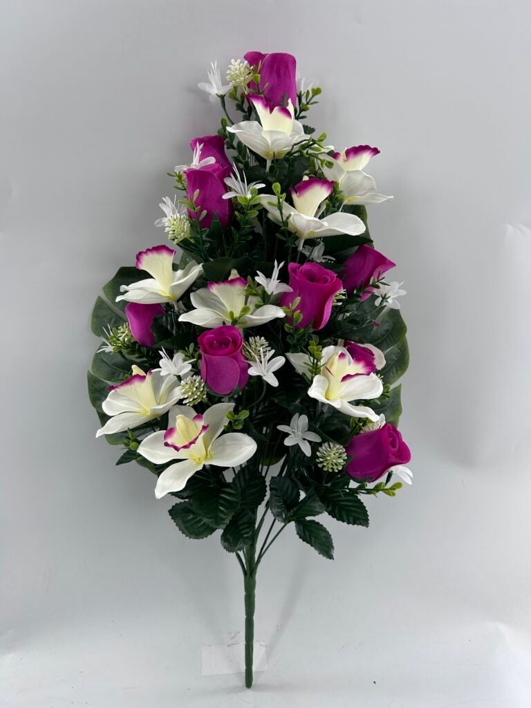 60cm Artificial Rose & Orchid Mixed Half x 18