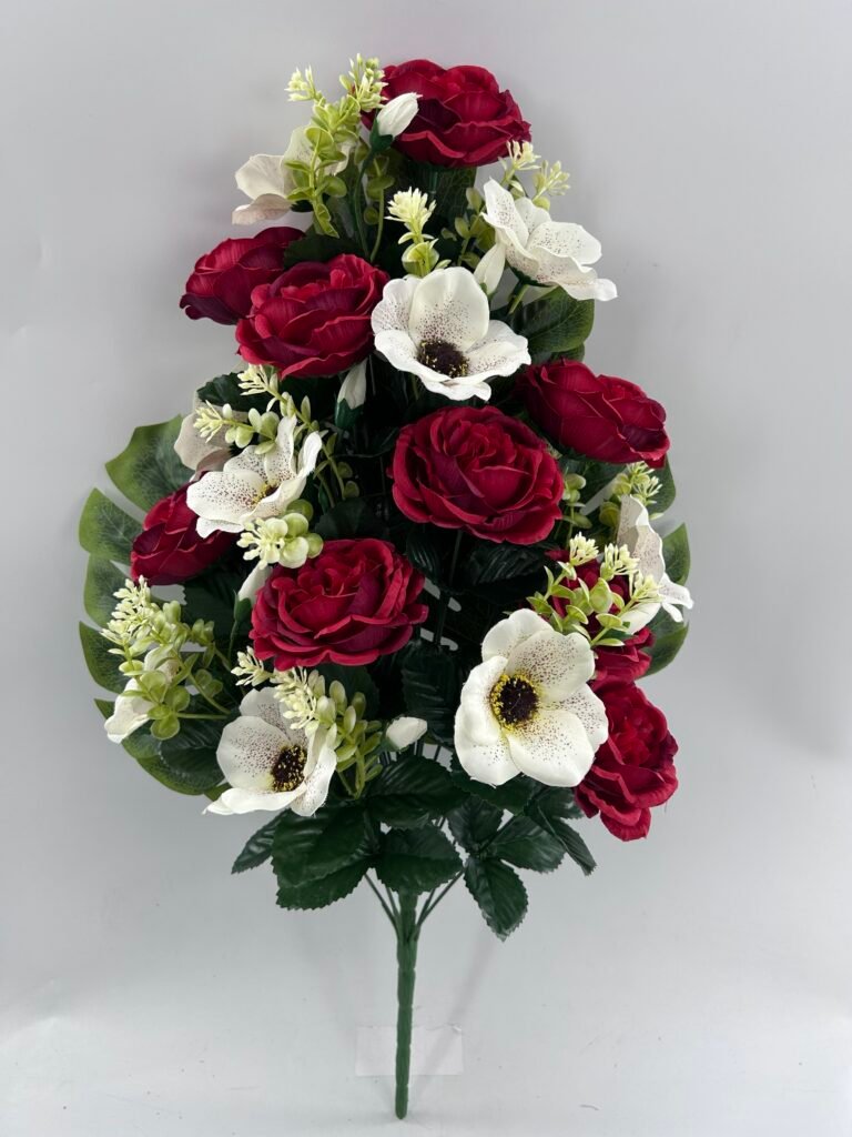60cm Artificial Rose & Petunia Mixed Half x 18